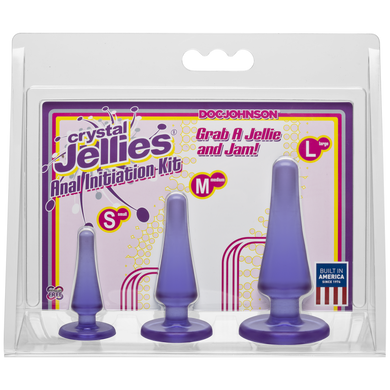 Набор анальных пробок Doc Johnson Crystal Jellies Anal Initiation Kit - Purple, Фиолетовый