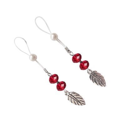 Сексуальні прикраси для сосків із листочком Nipple Jewelry Leaf, колір червоний