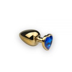 Анальна пробка Gold Heart Sapphire розмір: M CRYSTAL