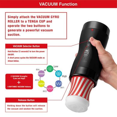 Автоматический мастурбатор Tenga VACUUM GYRO ROLLER, ротация и вакуум, совместим с Tenga Cup