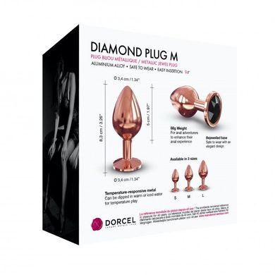 Металева анальна пробка із прикрасою у вигляді кристалу Dorcel - Diamond Plug Rose Gold M