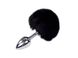 Картинка фото Металева анальна пробка Кролячий хвостик Alive Fluffy Plug S Black, діаметр 2,8 см інтим магазин Ейфорія