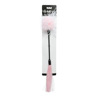 Метелочка 2-в-1 Sex And Mischief - Whip & Tickle Pink/White (щекоталка и шлепалка), Белый/Розовый