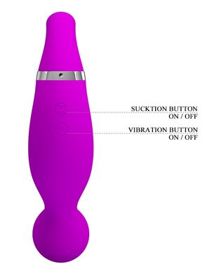 Вибростимулятор с вакуумной стимуляцией PRETTY LOVE - Pecker, BI-014426, Фиолетовый