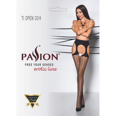 Еротичні колготки TIOPEN 004 black 3/4 (fishnet 40 den) - Passion, імітація панчох і пояса