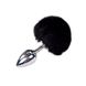 Картинка фото Металева анальна пробка Кролячий хвостик Alive Fluffy Plug M Black, діаметр 3,4 см інтим магазин Ейфорія