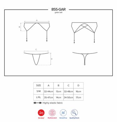 Пояс Obsessive 855-GAR-1 garter belt+str Черный L/XL