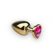 Картинка Металлическая анальная пробка Gold Heart Pink-Rhodolite размер: L CRYSTAL интим магазин Эйфория