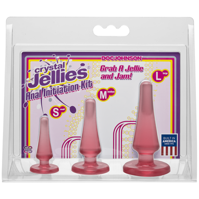 Набор анальных пробок Doc Johnson Crystal Jellies Anal Initiation Kit - Pink, Розовый