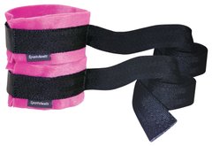 Наручники Sportsheets Kinky Pinky Cuffs тканевые, с лентами для фиксации, Розовый/черный