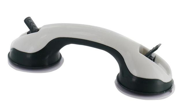 Ручка с двумя присосками Sportsheets Dual Locking Suction Handle Bar для секса в душе, Белый/серый