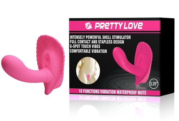 Вибробабочка с стимулятором клитора PRETTY LOVE - Powerful Shell Stimulator , BI-014368-3, Розовый