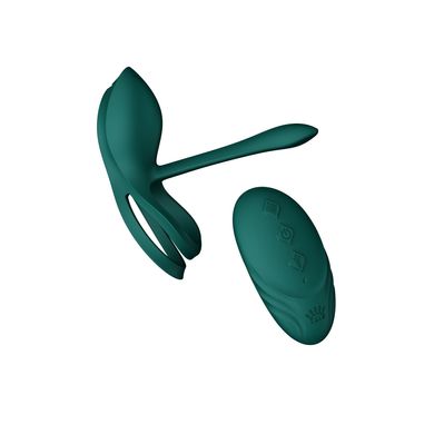 Смартэрекционное кольцо Zalo — BAYEK Turquoise Green, двойное с вводимой частью, пульт ДУ