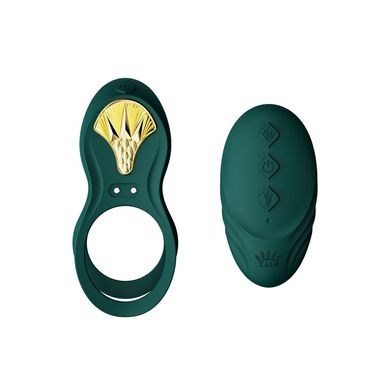 Смартэрекционное кольцо Zalo — BAYEK Turquoise Green, двойное с вводимой частью, пульт ДУ