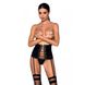 Картинка фото Пояс-корсет з екошкіри Celine Set black L/XL — Passion: шнурівка, знімні пажі для панчіх, стрінги інтим магазин Ейфорія