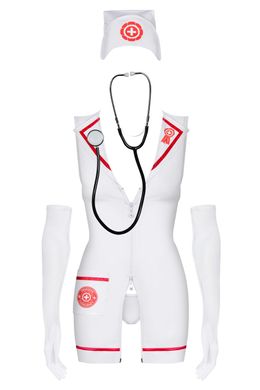 Комплект Obsessive EMERGENCY DRESS+stetoskop Белый S/M