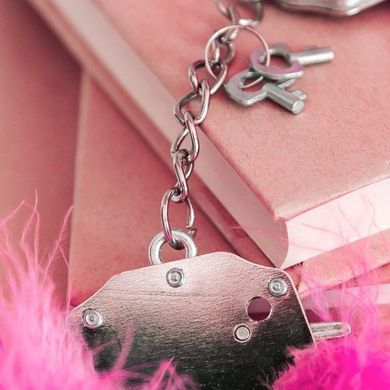 Наручники металлические с розовой отделкой Adrien Lastic Handcuffs Pink, Розовый