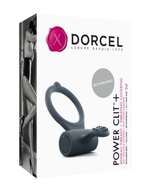 Ерекційне кільце Dorcel Power Clit Plus з вібрацією, перезаряджається, з язичком та щіточкою