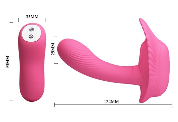 Вибробабочка с стимулятором клитора PRETTY LOVE - Powerful Shell Stimulator , BI-014368W-3, Розовый