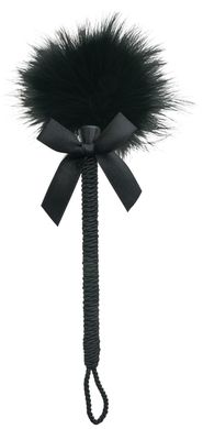 Метелочка-щекоталка Sportsheets Midnight Feather Tickler, декорированная шнуром и бантиком, Черный