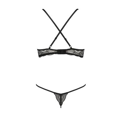Комплект белья QUENTRIS BIKINI black L/XL - Passion Exclusive, стринги и полуоткрытый лиф