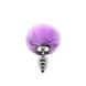 Картинка фото Металева анальна пробка Кролячий хвостик Alive Fluffy Twist Plug S Purple, діаметр 2,9 см інтим магазин Ейфорія