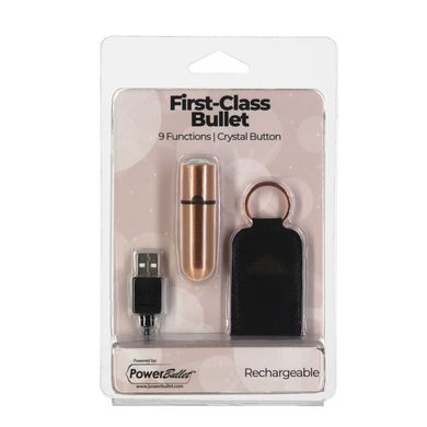 Вибропуля PowerBullet - First-Class Bullet 2.5" with Key Chain Pouch, Rose Gold, Розовое золото