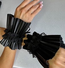 Плиссированные манжеты-наручники из кожзама, Черный
