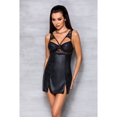 Бэби-долл из эко-кожи и кружева Loona Chemise black XXL/XXXL - Passion, Черный