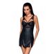 Картинка фото Бебі-дол з еко-шкіри та мережива Passion LOONA CHEMISE XXL/XXXL, black інтим магазин Ейфорія