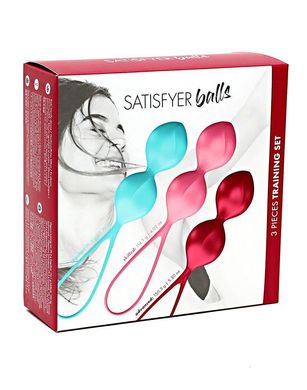 Вагинальные шарики Satisfyer balls C02 double (set of 3), Голубой/розовый/красный