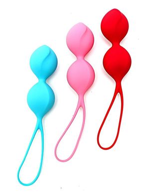 Вагинальные шарики Satisfyer balls C02 double (set of 3), Голубой/розовый/красный