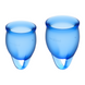 Картинка Менструальная чаша, набор 2 шт Feel Confident цвет: синий Satisfyer (Германия) интим магазин Эйфория