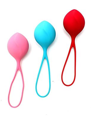 Вагинальные шарики Satisfyer balls C03 single (set of 3), Голубой/розовый/красный