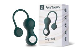 Вагинальные смарт-шарики с вибрацией Magic Motion Fun Town Crystal, с прозрачным стеклянным шаром, Зелёный